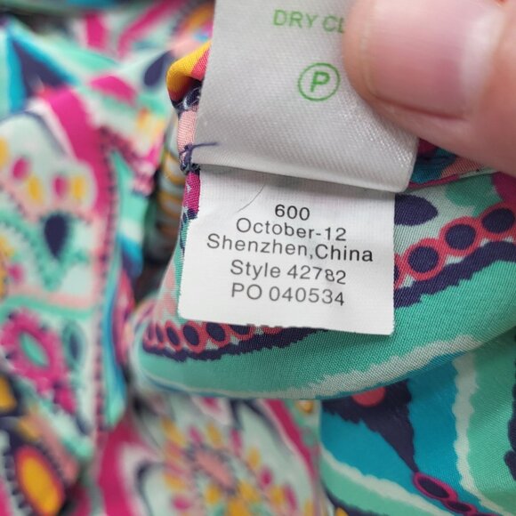 Lilly Pulitzer Boston Crown Jewel Silk Popover Blouse SZ Small Geometric Print - Picture 8 of 10